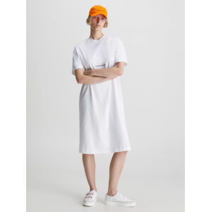 Calvin Klein dámské bílé šaty INSTITUTIONAL LONG T-SHIRT DRESS - S (YAF)